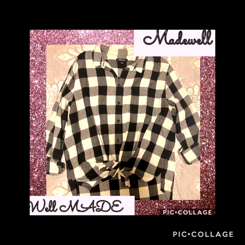 MADEWELL Black+White Checked Button Down Flannel